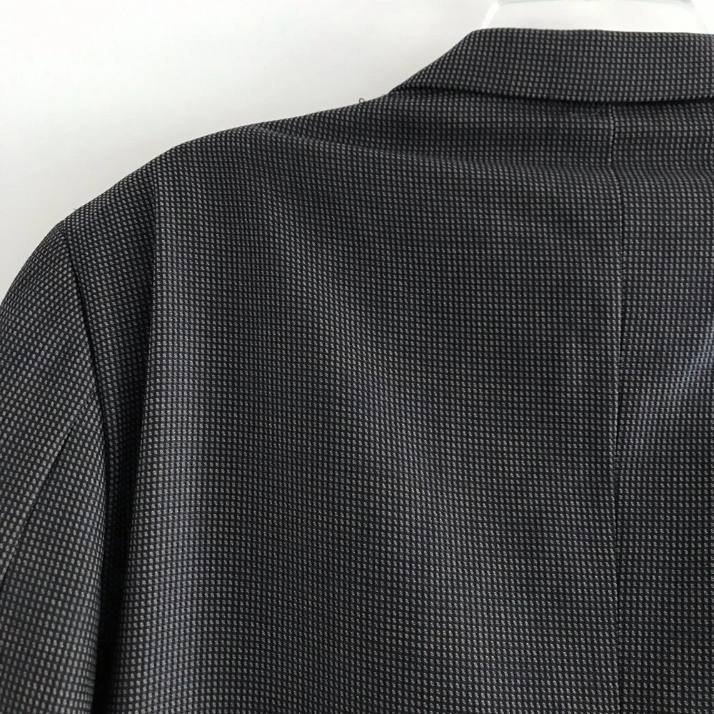 Joseph Abboud | Gingham Wool Suit Jacket Mens Size 46R Gray Three Button